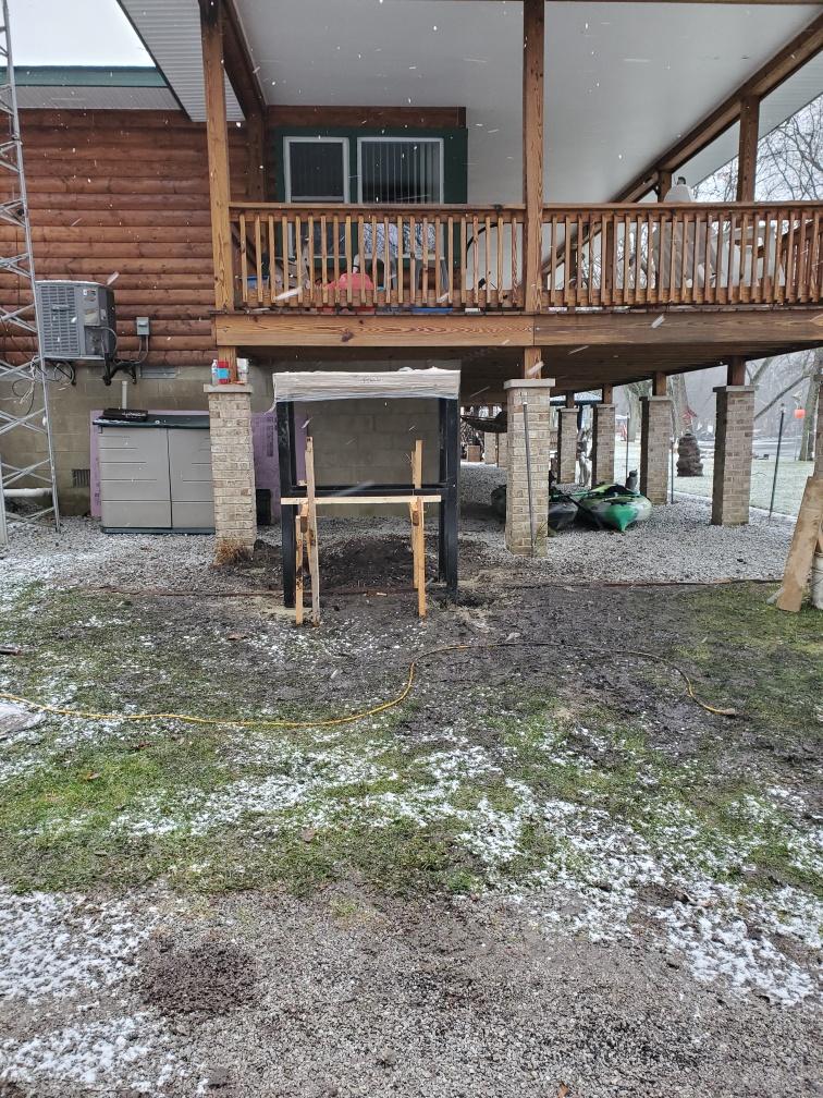 Generator stand in a flood plane. We installed the generator a few weeks later